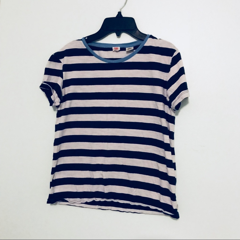 White and Blue Levi’s striped shirt XS